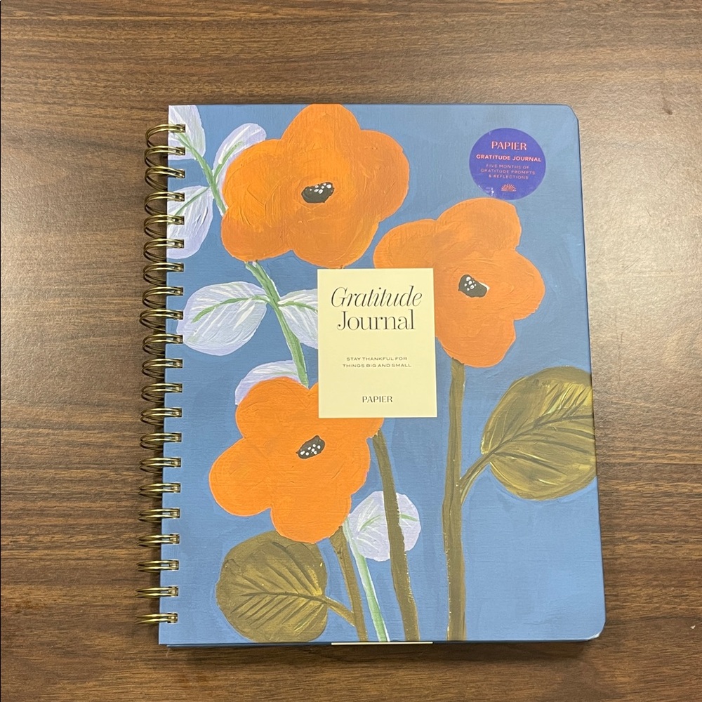 Gratitude Journal - Blue with Orange Floral Design